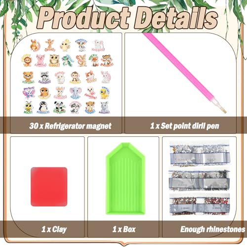 Xuhal 30 Pcs Positive Diamond Painting Magnets Diamond Art Kits for Adults - color: Inspirational