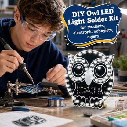 DIY Owl LED Light Soldering Kit, STC8G1K17A MCU 60 LED Owl Night Light Solder Project Kit, DIY Electronic Kits for Learning and Teaching Soldering and Electronics