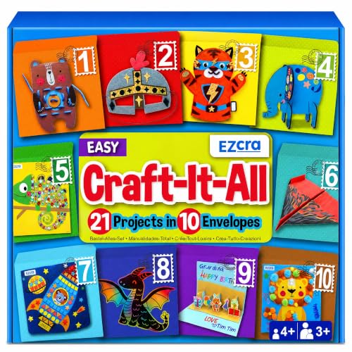 EZCRA Craft Box for Kids Ages 4-8 - 21-in-1 Arts and Crafts Kit - color: Unisex