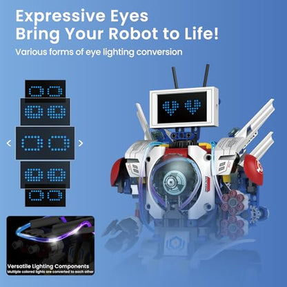 HPROMOT STEM Robot Building Kit for Kids Ages 6-16 | 603 PCS 5-in-1 | 4 Control Modes | APP & Remote Control | Rechargeable Coding Robot Toy | Engineering Educational Gift for Boys Girls - color: Vivid Colors