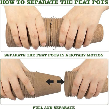 INCIKITI Biodegradable Peat Pots for Seedling - 120 Pack 3.15 inch Biodegradable Plant Seed Starters Kits with 30 Plant Labels, Garden Germination Nursery Pots for Flower Vegetable Seed Germination - size: 120 Pack
