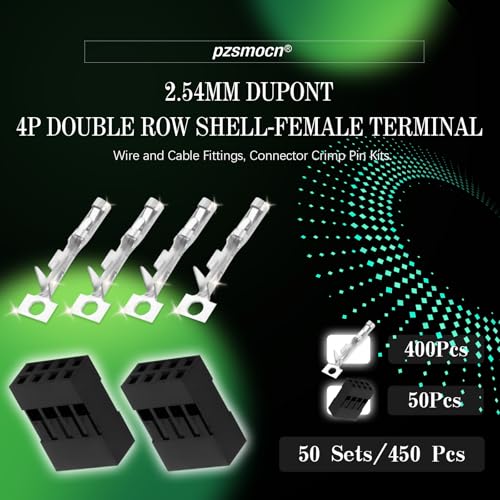 50 Sets / 450 Pieces for Dupont 2.54mm 4Pin Black Female Connector - size: 4-Pin Female, style: Black-Double Row
