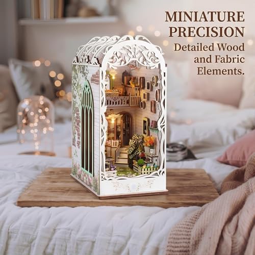 DIY Book Nook Kit Wooden Miniature with LED Lights