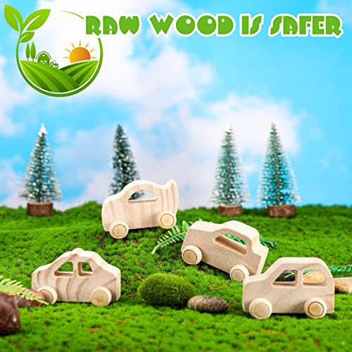 Chivao 24 Pcs Unfinished Wooden Cars, Kids Paintable DIY Toys,Classic Style - color: Classic Style
