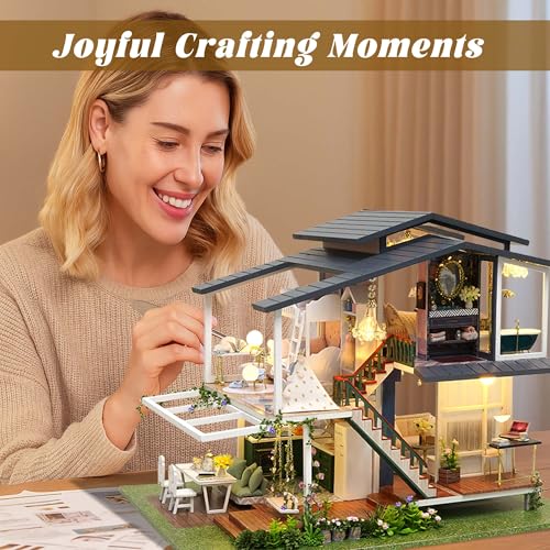 Flever Dollhouse Miniature DIY House Kit Creative Room with Furniture for Romantic Artwork Gift (Monet Garden) - color: Monet Garden