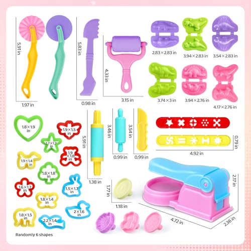 VConejo Dough Tools Play Set with Dinosaur Molds Sculpting Tools 26PCS