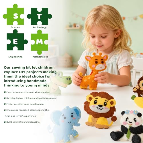 powerful xishan Sewing Kit for Kids, Animal Felt Craft for Kids Ages 5-8 - color: Animal Green