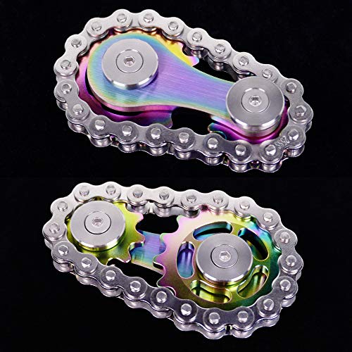 Fidget Spinner, Sprocket Linkage Bike Chain Spinner Design 2 Gears Figity Spin Finger Games, Metal Stainless Steel Durable Mechanics, Premium Figit Toy - Colorful - color: Colorful