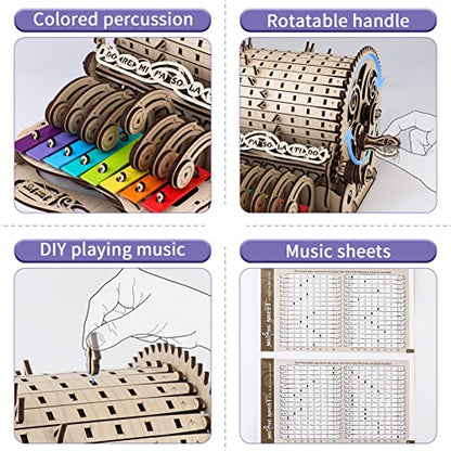 3D Wooden Puzzles Music Box Mechanical Model Kit DIY Crafts Gift for Adults