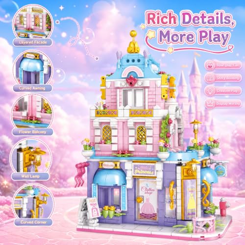 City Street View Building Blocks, Modular Architecture Model - color: Pastel Dream