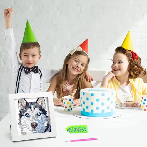 Libfx Diamond Art Kits for Kids with Frame Diamond Art for Girls Boys Beginners Arts and Crafts Birthday Gifts (Husky) - color: Husky