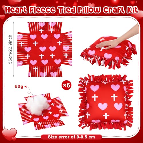 Chunful 6 Sets Valentine's Day Tied Pillow Craft Kit for Adults DIY Heart Religious Cross Pillow Craft Gifts for Valentine's Day Party Decor VBS Favors Giveaways - style: Valentine's Day