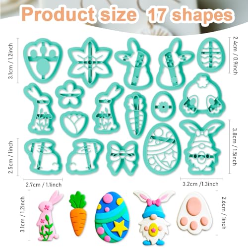 17Pcs Rabbit Polymer Clay Cutters Carrot Flower Polymer Cutter for Clay Earrings Making Festival Jewelry DIY - color: Easter