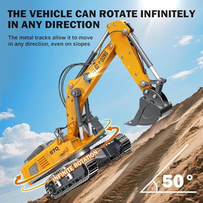 Adult Metal Mini Remote Control Excavator 1:50 ，Features a Lever-Driven Digging System, Comes with Two Batteries and a Carrying case, and is an Ideal Gift for Model Enthusiasts and Children - color: Excavator