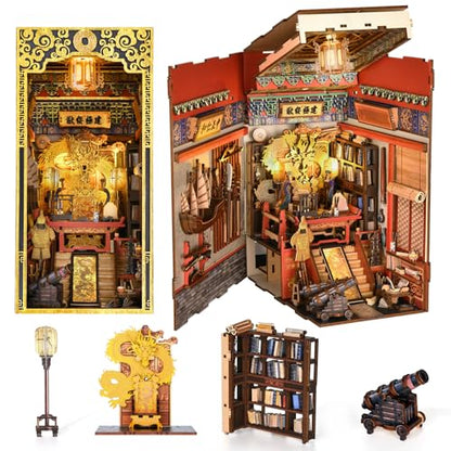 CCCDF Book Nook Kit, The Emperor’s Study DIY 3D Wooden Puzzle with LED - color: The Emperor’s Study