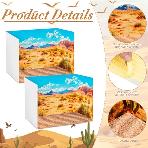 AmazingSpark 2 Set Desert Habitat Diorama Box and Sand Decor, Desert Diorama Project Supplies Set, Cardboard Display Case Kit & Sand Sticker with Double Sided Tapes for DIY Crafts - style: Desert
