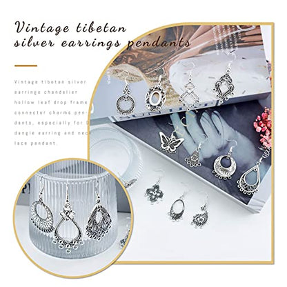 JIALEEY Antiqued Tibetan Silver Earring Chandelier Earring Jewelry Making Kit for Earring Drop and Charm Pendant Assorted Pack (30Pair 60Pcs)