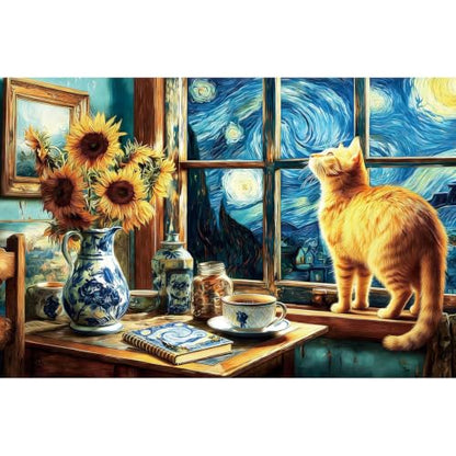 VeGuude Diamond Art Kits for Adults Starry Night Cat Diamond Painting Kits - color: DP04896