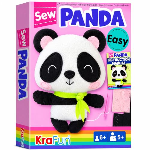 KRAFUN Panda Sewing Kit for Kids Ages 8-12 - No Scissors No Glue - color: Panda