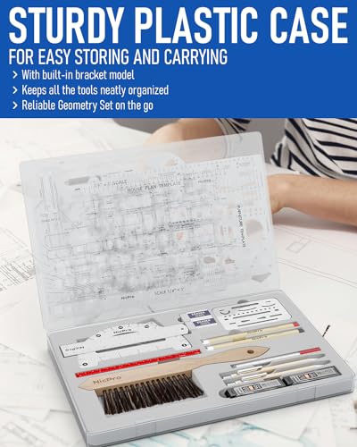 Nicpro 21PCS Professional Drafting Tools & Geometry Set with Case - size: 21 PCS
