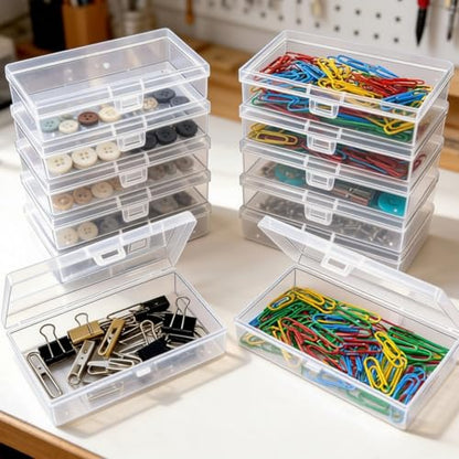 12 Pack Rectangular Clear Plastic Storage Containers - size: 5.3 x 3.1 x 1.18 inch