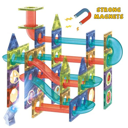 Contixo STEM Building Toys - 110 pcs Marble 3D Magnetic Run Tiles Learning Stacking Educational Building Blocks Set, Creativity Beyond Imagination, Inspirational, Recreational Toy for Kids - style: STEM-110pcs