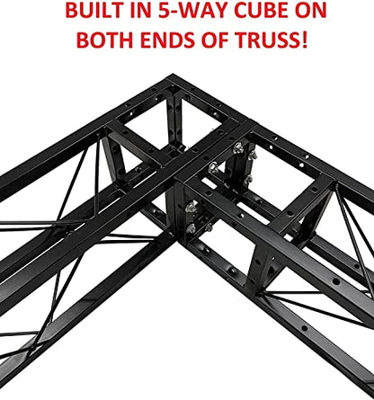 Black Square Metal Arch Truss 8 Ft. Width 7 ft. Height Portable DJ Lighting System Mobile Simple Bolt Connections