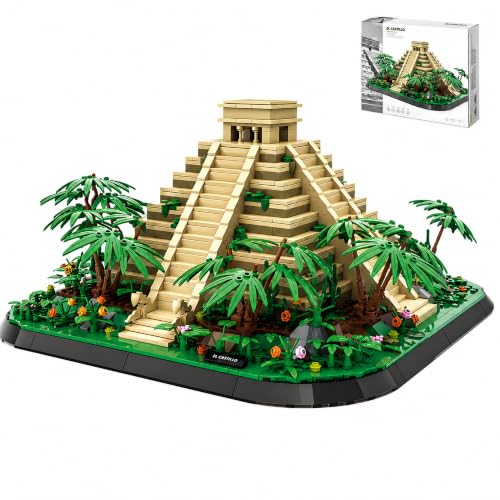 El Castillo Pyramid Building Block Set 1346 Pcs Mayan Kukulcan Temple Mexico Architecture Model Kit for Adults Teens 14+ Historical Chichen Itza Display Centerpiece Ancient World Culture Gift - style: El Castillo Pyramid