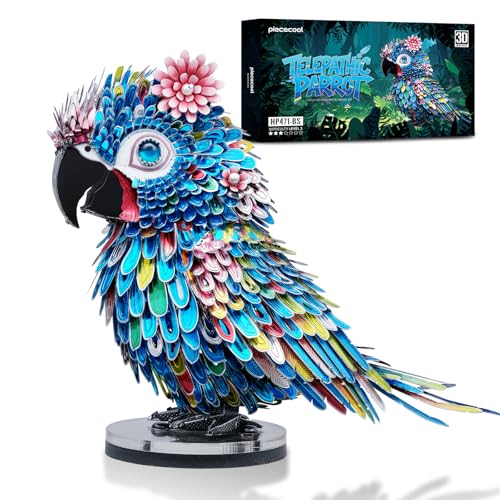 Piececool 3D Metal Puzzles for Adults Parrot Model Building Kits DIY Assembly Brain Teaser Puzzle, Best Gifts & Desk Decor