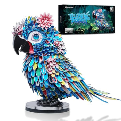 Piececool 3D Metal Puzzles for Adults Parrot Model Building Kits DIY Assembly Brain Teaser Puzzle, Best Gifts & Desk Decor