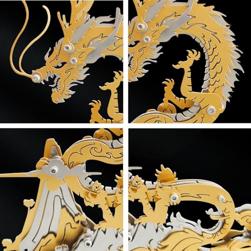 FILASLFT 3D Metal Puzzles for Adults,Mechanical Model Kit Golden Dragon - color: C9-golden Dragon-golden