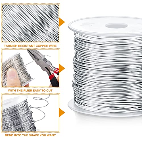 Funrous 5 Rolls Copper Wire 18 20 22 24 26 Gauge with Pliers,Silver - color: Silver