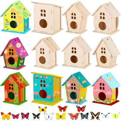 Sawysine 107 DIY Birdhouse Kits, Wooden Bird House Round Entrance - style: Lovely Style