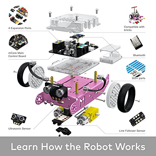 Makeblock Bundle of Pink mBot Robot Kit + Interactive Light & Sound Add-on Pack
