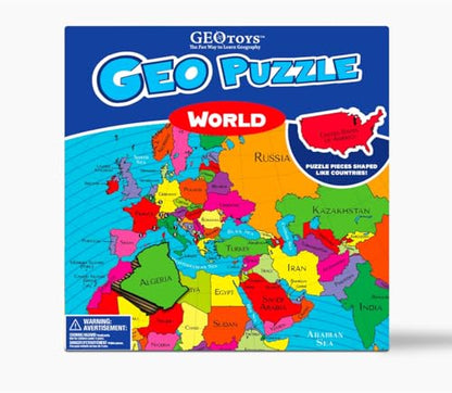 GeoPuzzle World Jigsaw Puzzles, 68 Pc Map Puzzle for Kids Ages 6 & Up - color: 1 Set-world
