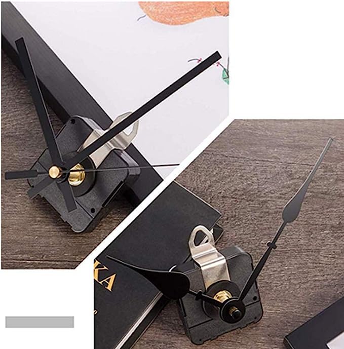 2 Pieces Silent Clock Movement Mechanism Long and Short Shaft with 6 Different Pairs of Hands DIY Clock Repair Parts Motor Replacemen - color: Gold