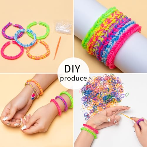 XKDOUS 24 Colors Rubber Band Bracelet Kit, Rubberband Bracelet Making Kit - color: 24 Colors 1400+