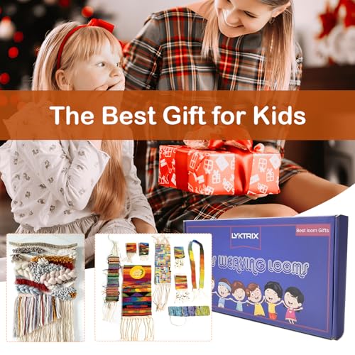 LYKTRIX Weaving Loom for Kids Age 6-12,Small Wooden Weaving Loom Kit,Suitable for Beginners and Children, 9 * 11 inch Knitting Loom Kit Includes Instructions and Enough Yarn 28×24cm - size: 28×24cm