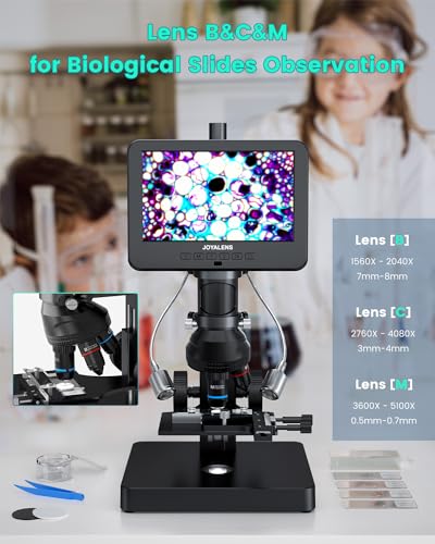 JL266S 5 Lens HDMI Digital Microscope 5000X with 7'' Screen