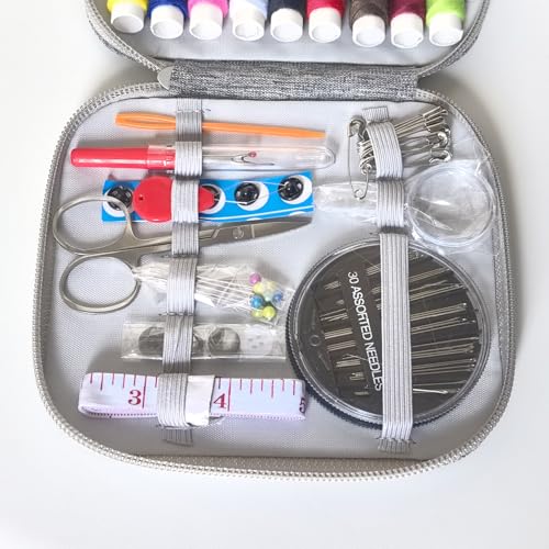 86pcs Sewing Kit with Grey Case,Marcoon Needle and Thread Kit with Sewing Supplies and Accessories for Kids,Adults,Beginner,Home,Travel,Emergency Including Scissors,Measure Tape,Needle Threader - color: Grey-86pcs