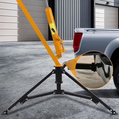 GarveeLife 1000 LBS Hydraulic Pickup Truck Crane, 360° Swivel Hitch Mounted Hoist with 3 Adjustable Booms, Truck Bed Crane for Lifting Engine, Deer, or Construction Goods-Yellow - color: Yellow