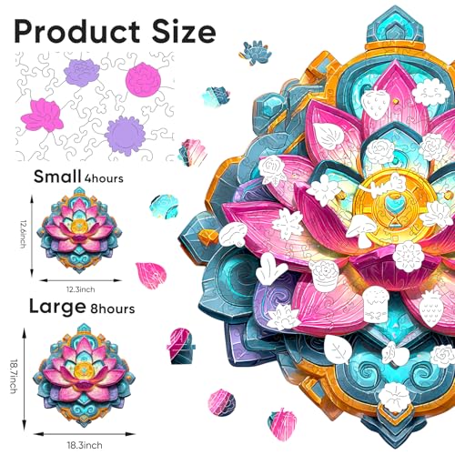 Bovearto Wooden Puzzles for Adults, Lotus Flower Unique Shaped - color: Lotus Flower, size: 200pcs