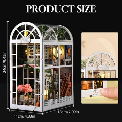 TOYQI Book Nook Kit, DIY Miniature Dollhouse Kit for Adults and Teens - color: Coffee Garden