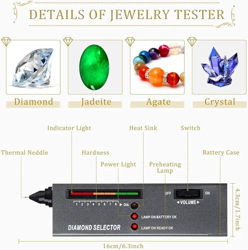 Diamond Tester Pen,Jewelry Diamond Tester Pen+30X 60X Mini LED Magnifying Jewelry Eye Loupe Jewelry Distinguish Tool Professional Diamond Selector for Novice and Expert