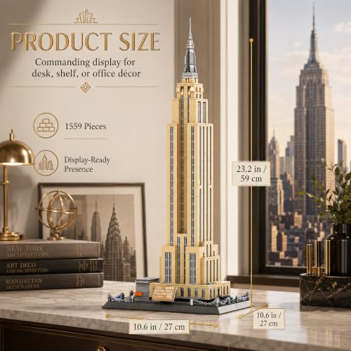 Empire State Architecture Building Blocks Sets New York City Skyline Architecture Model Kits New York Landmark Skycraper Toys Gift for Adults Kids Teens 1559 PCS - style: Empire State