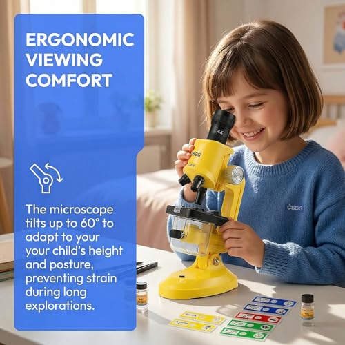 Little World Kids Microscope with LED Light - 100X/400X/1200X Magnification