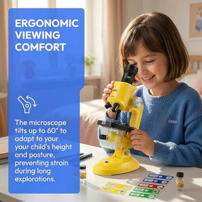 Little World Kids Microscope with LED Light - 100X/400X/1200X Magnification