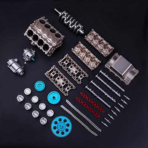 FunXylophy V8 Engine Model Kit That Works, 1:3 Mini Metal Mechanical Engine for Car, 500 Pieces DIY Assembly Science Experiment Physics