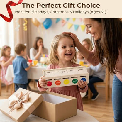 LovesTown 3-in-1 Wooden Shape Color Sorter Box with Logic Cards