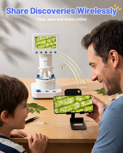 TOMLOV DM302K Microscope for Kids, 800X Science Kit, 4.3" Screen STEM Toy - color: Blue